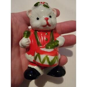 Collectible Christmas Figure Figurine Holiday Ceramic Decor Bear Drums
